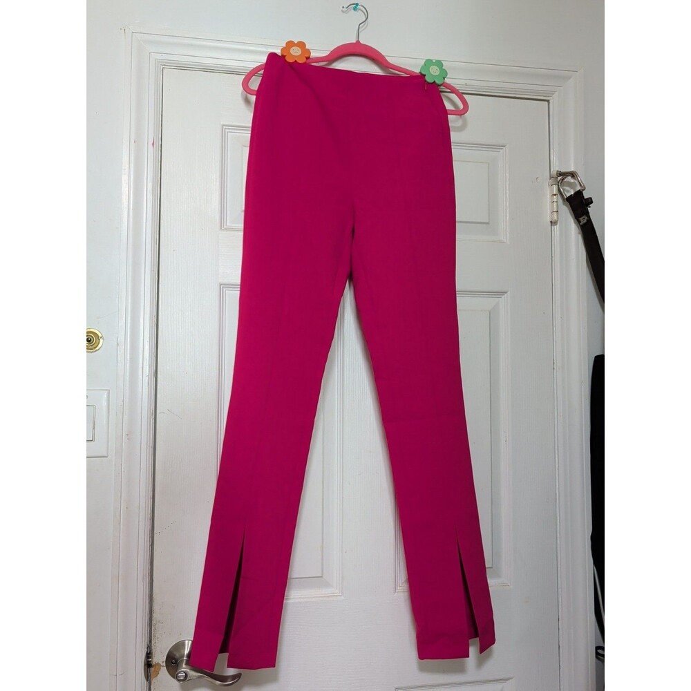 ZARA FUCHSIA ZW COLLECTION STRAIGHT LEG PANT SPLIT HEM SZ S BLOGGER FAVORITE